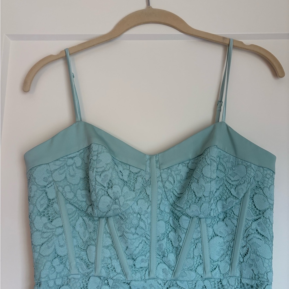 Lace Midi Dress in Light Aqua - Picture 4 of 7